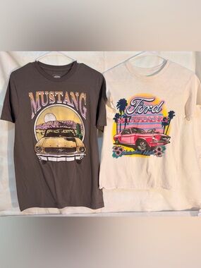 Ford Mustang Tees in Charcoal and Cream Sizes S & XS T0032